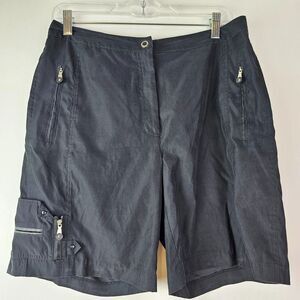 Jamie Sadock Bermuda Golf Shorts Black Mid Rise Zip Pockets Stretch‎ Womens 6